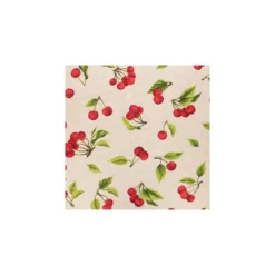 Tissu toile polycoton aspect lin Cerises - naturel