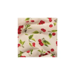 Tissu toile polycoton aspect lin Cerises - naturel