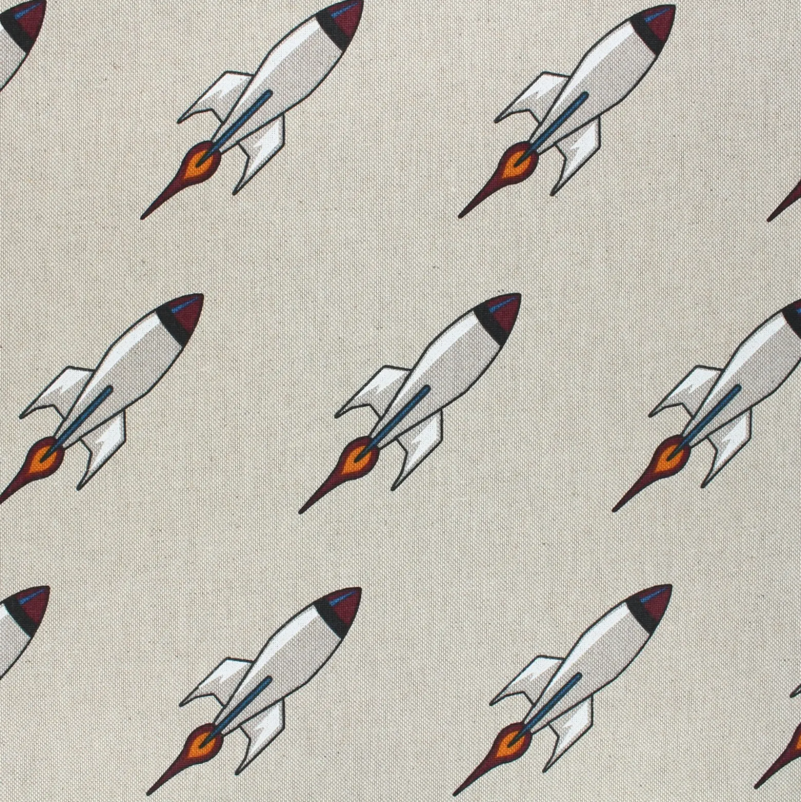 Tissu toile polycoton Rocket launch - gris