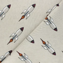 Tissu toile polycoton Rocket launch - gris