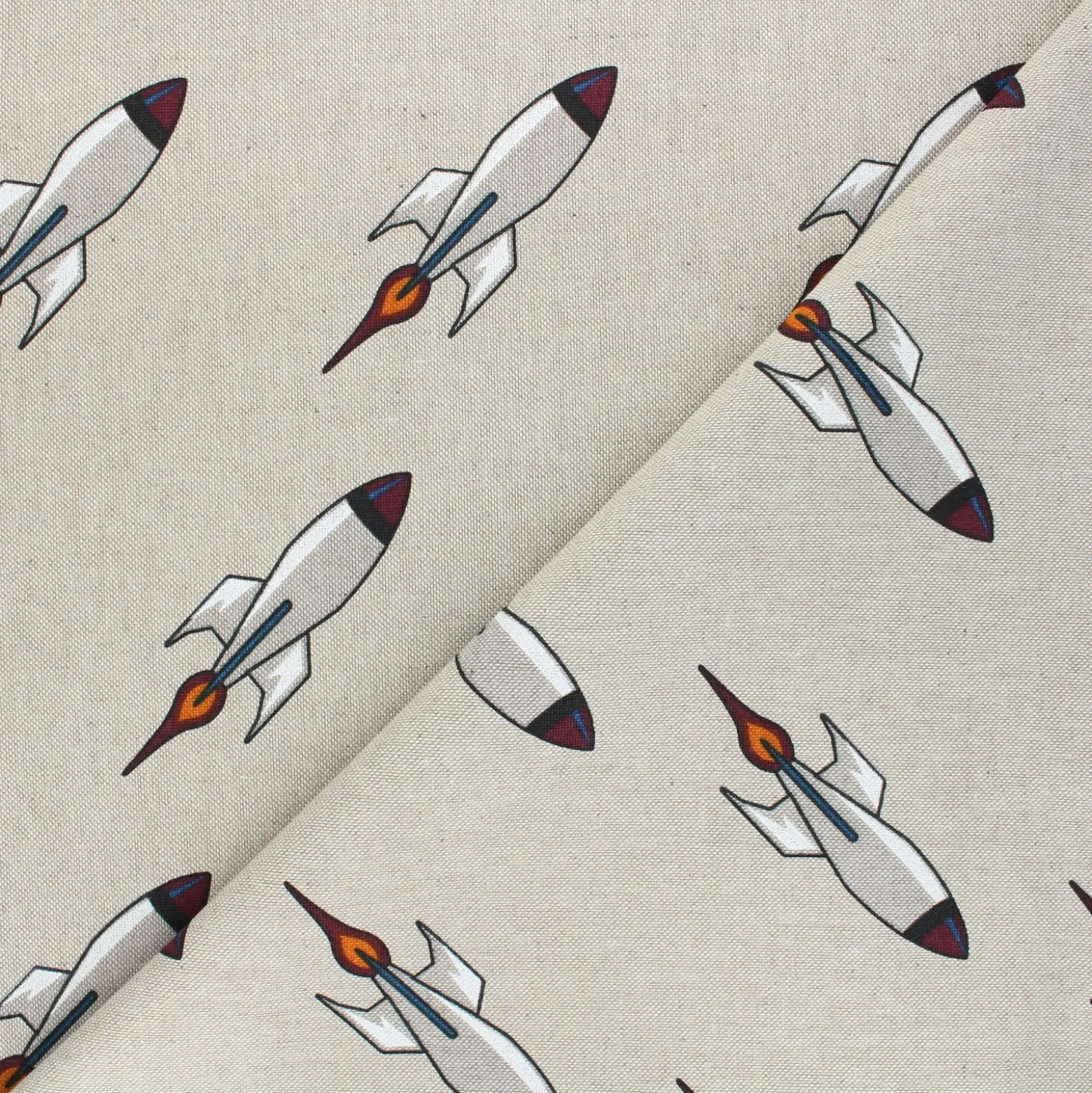 Tissu toile polycoton Rocket launch - gris