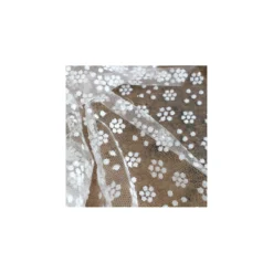 Tissu tulle floqué haute qualité paillettes Fleurs - ivoire