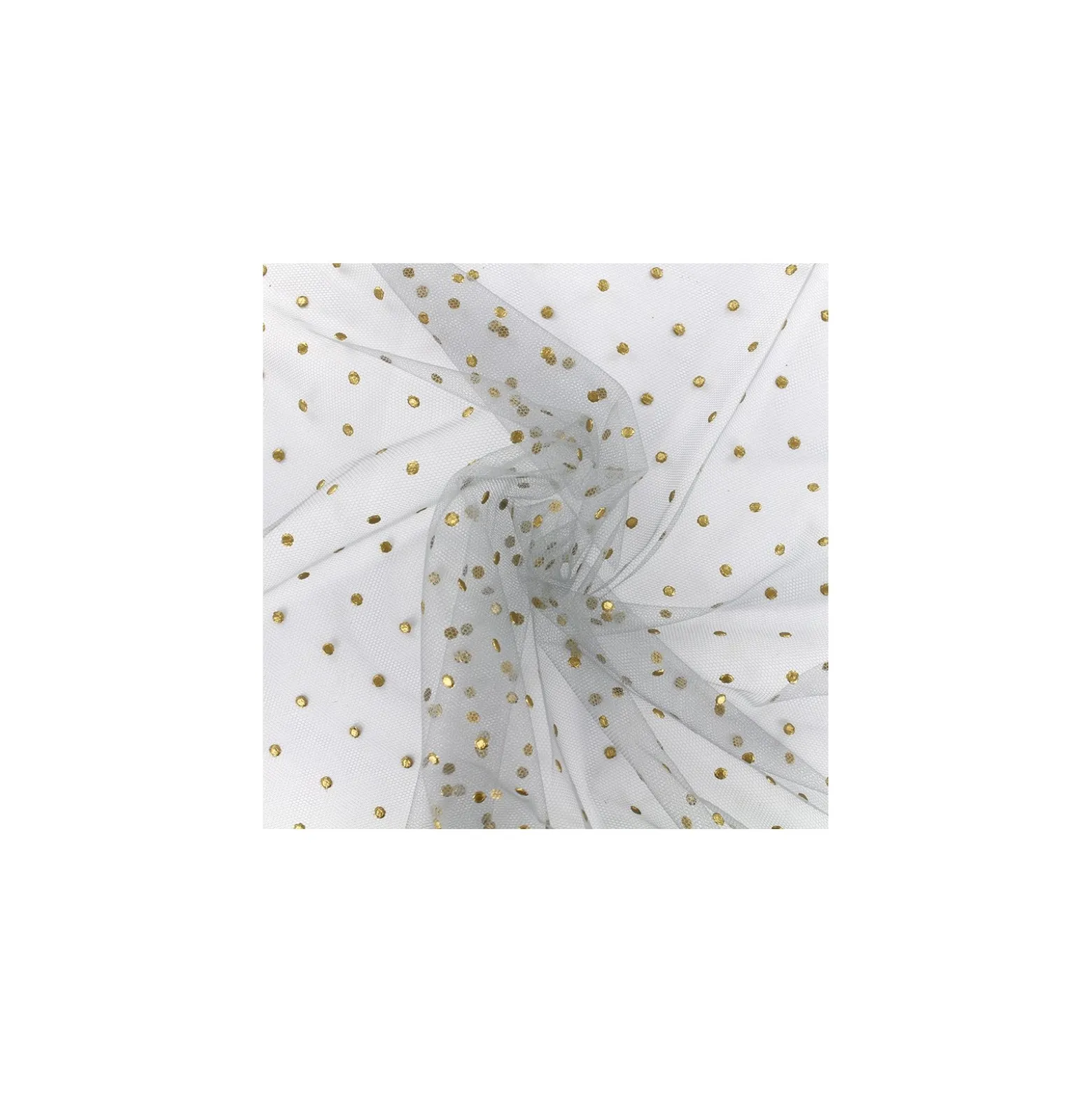 Tissu tulle floqué haute qualité Gold - gris