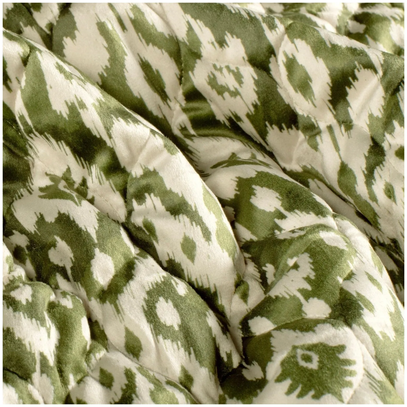 Tissu velours matelassé Abstrait - vert kaki