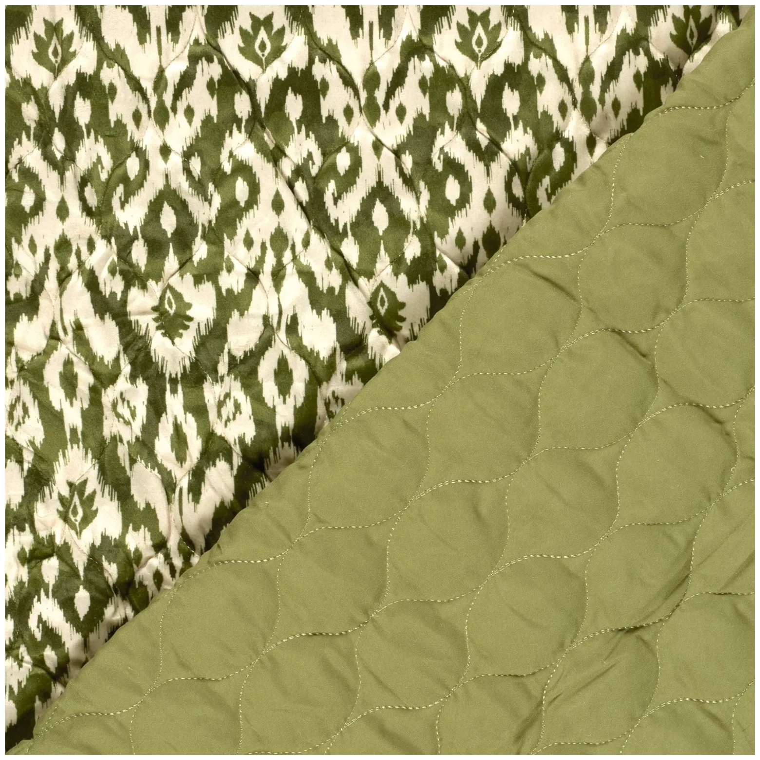 Tissu velours matelassé Abstrait - vert kaki