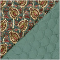 Tissu velours matelassé Cachemire - bleu paon