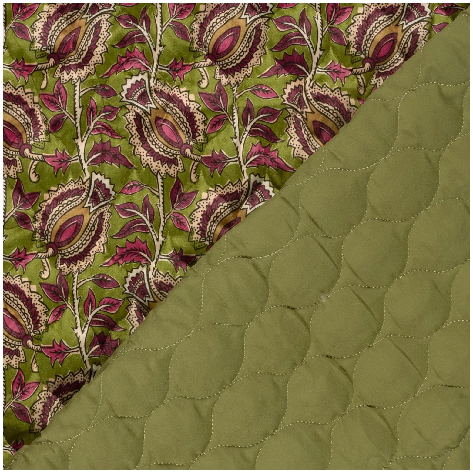 Tissu velours matelassé Cachemire - vert