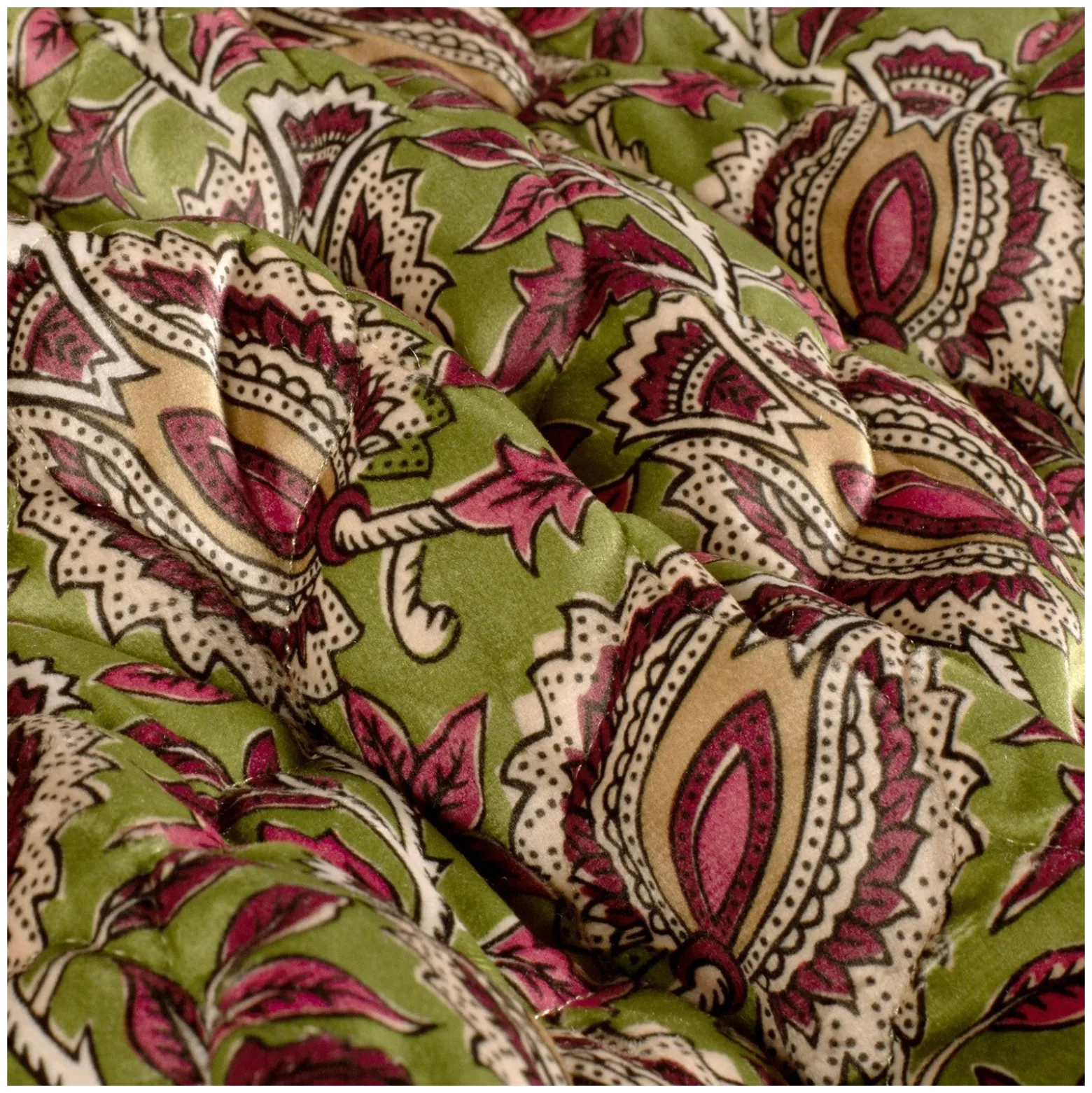 Tissu velours matelassé Cachemire - vert