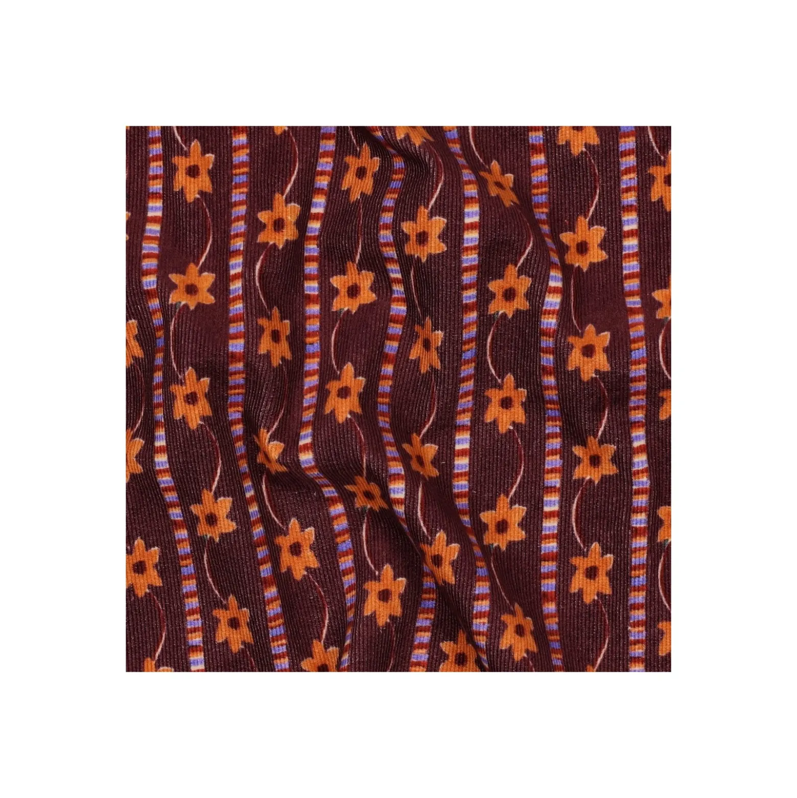 Tissu velours milleraies Florilys - bordeaux