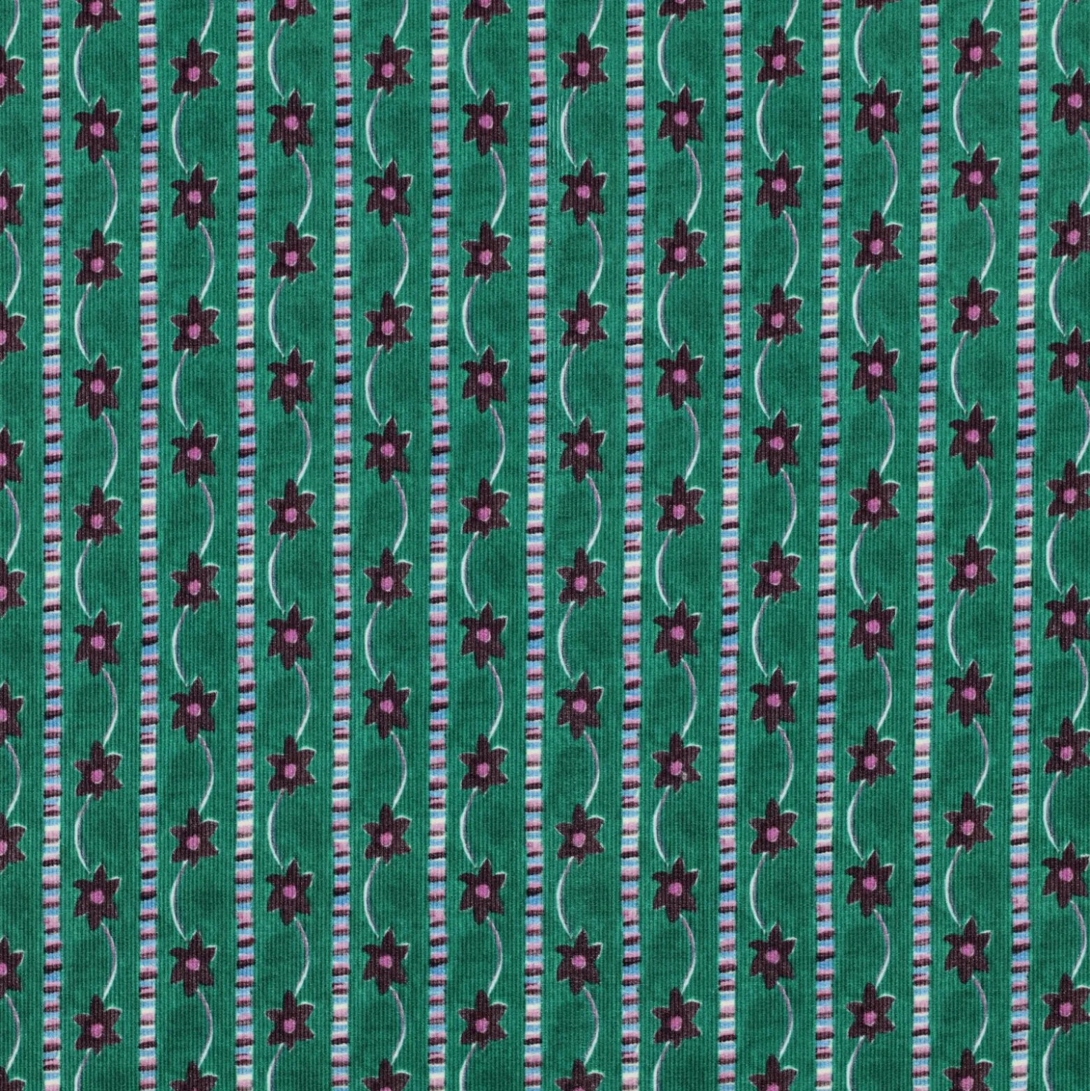 Tissu velours milleraies Florilys - vert