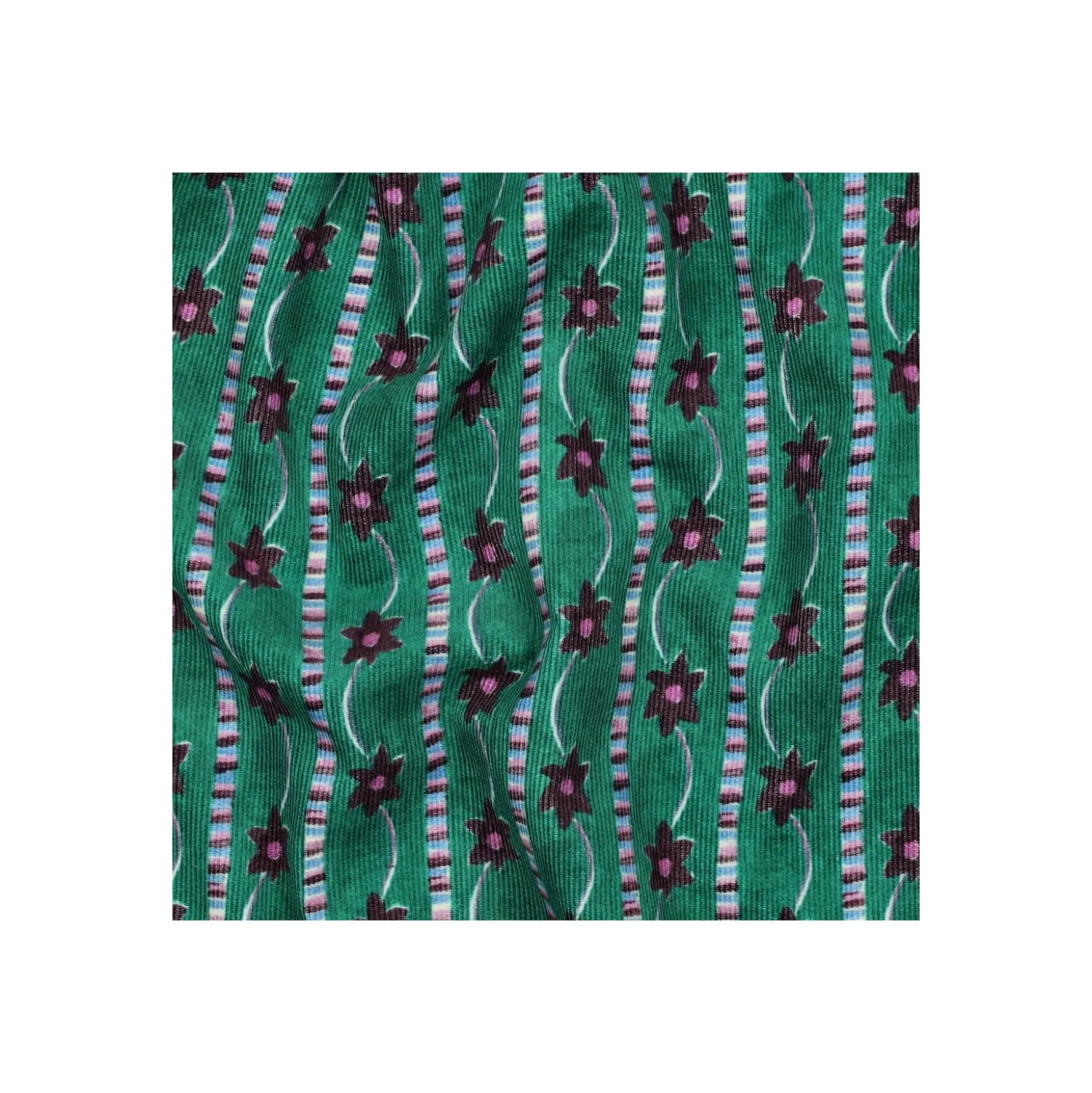 Tissu velours milleraies Florilys - vert