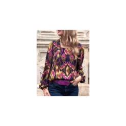 Tissu viscose Abstract ethnic - violet