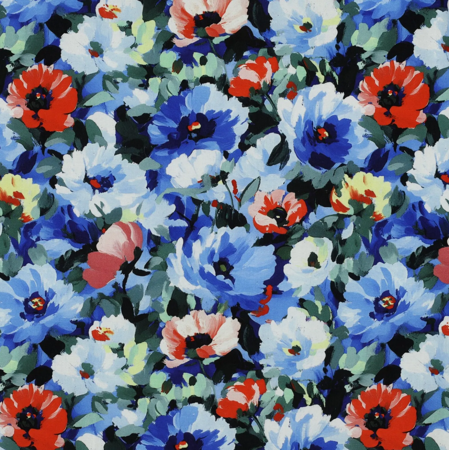 Tissu viscose Aquarello - bleu