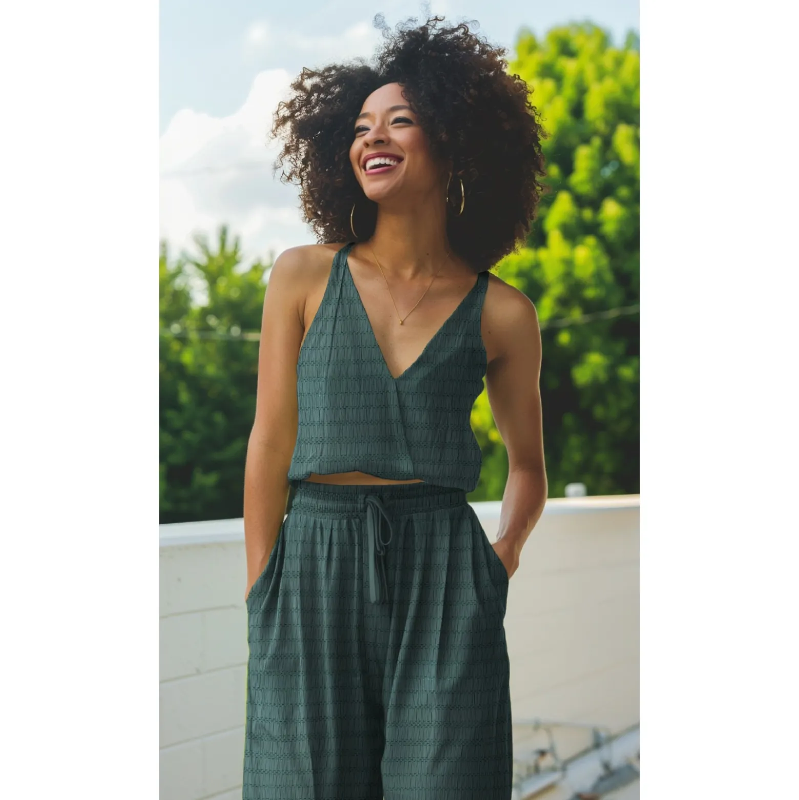 Tissu viscose smocké - vert foncé