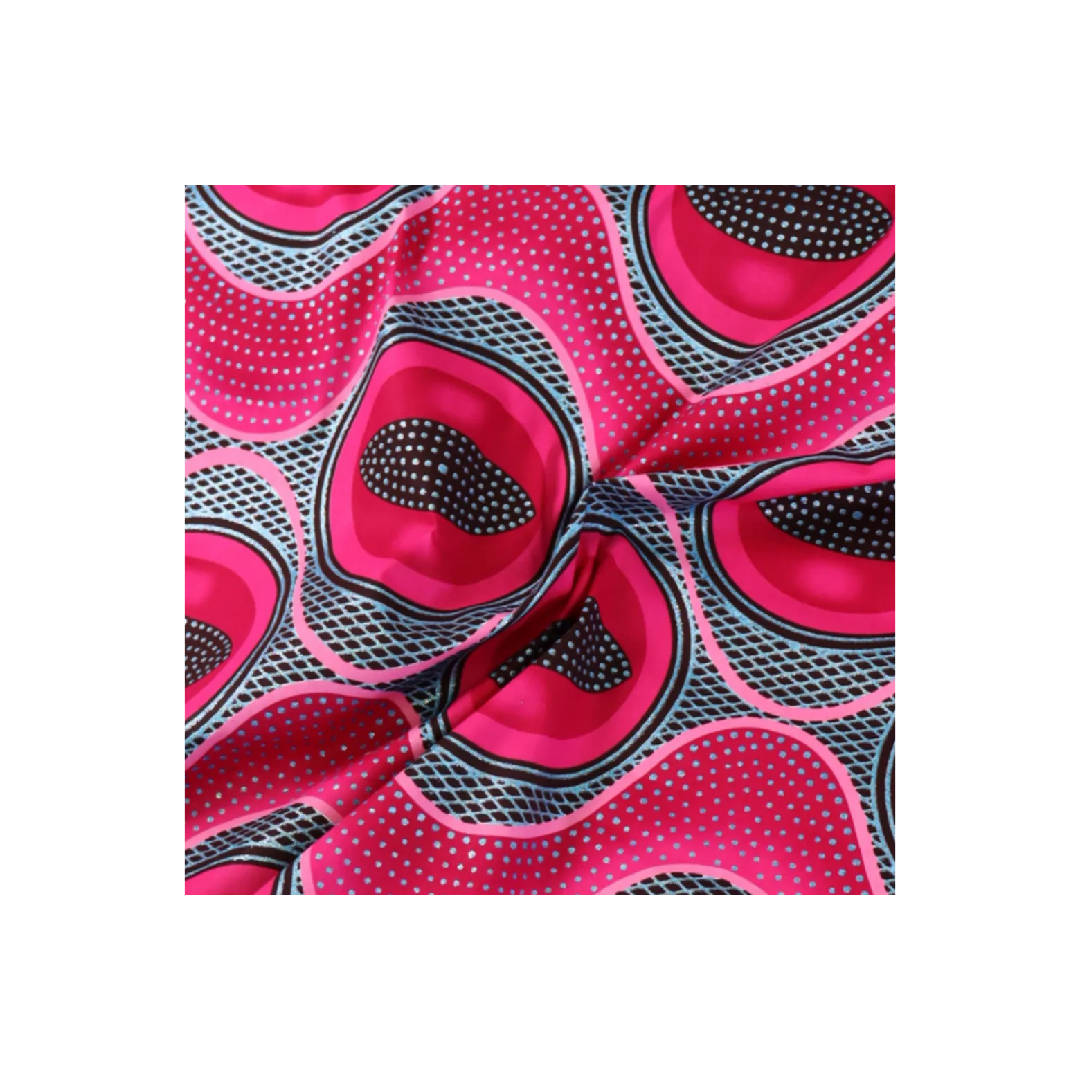 Tissu wax pailleté Kafe - rose