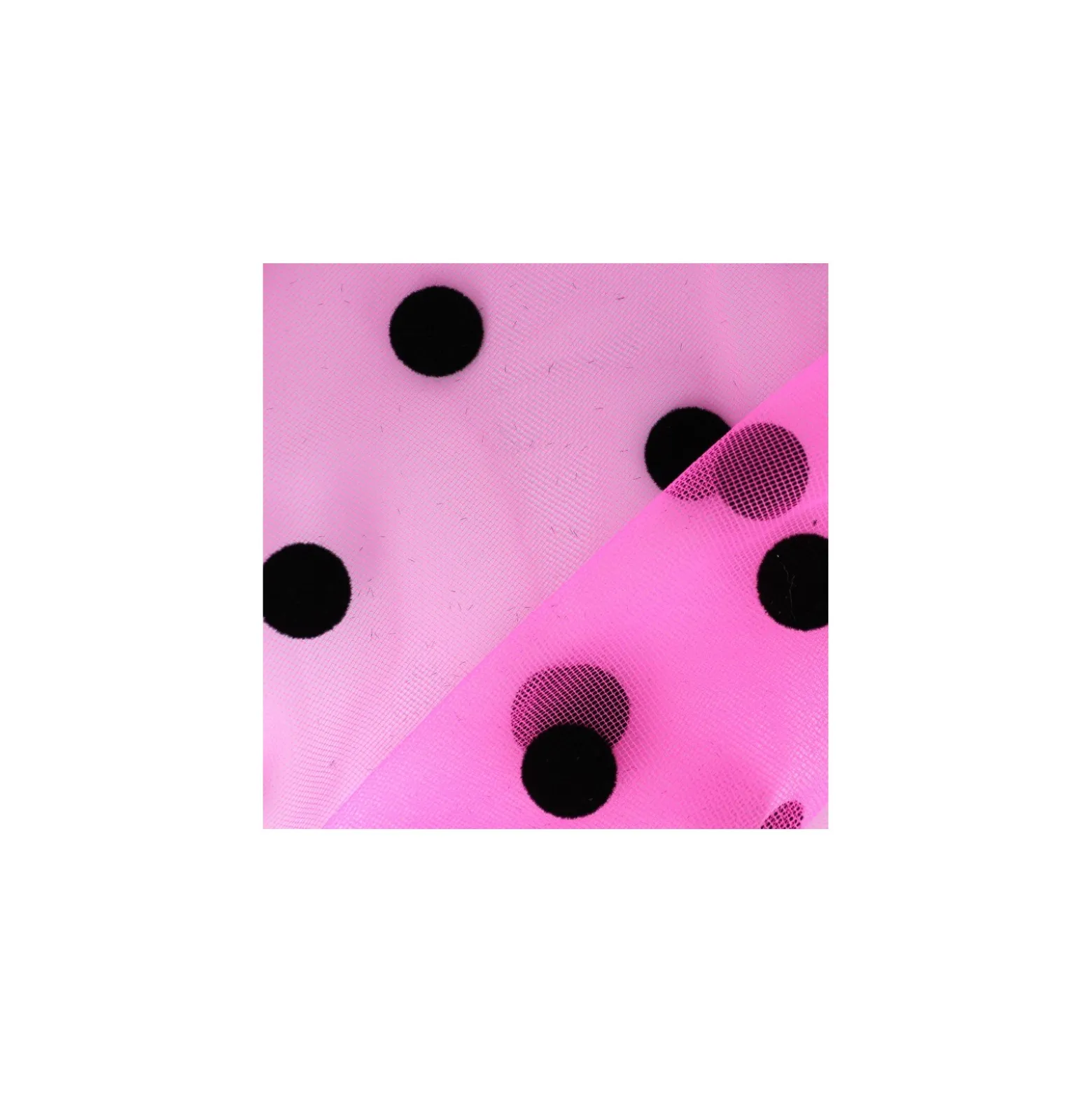 Tulle Beauty point Floqué velours - rose fluo