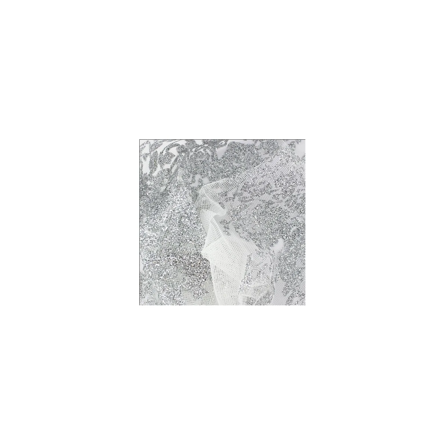 Tulle Floral pailletté argent x 15cm